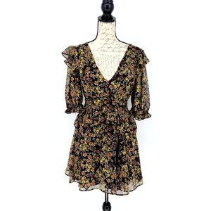 Topshop Open Back V Neck Floral